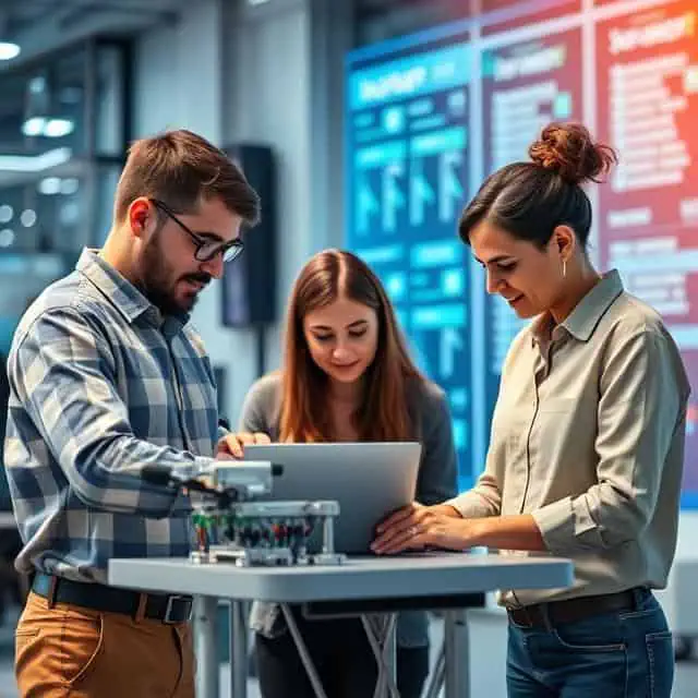 Group of diverse people working in robotic process automation services