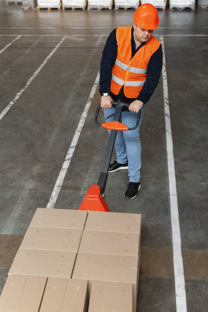 Man in protective helmet working in contruction